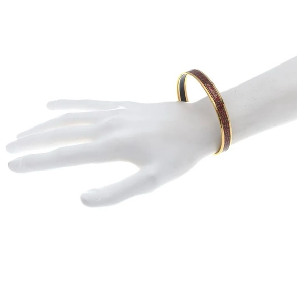 🐎 Hermes Caleche Sangles Printed Enamel Narrow Bangle Bracelet - Picture 7 of 7